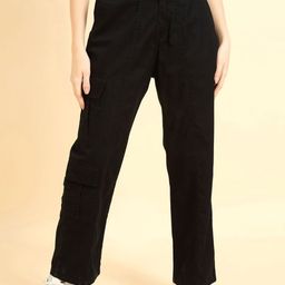 STUDIO NEXX Women Relaxed Straight Leg Loose Fit Mid-Rise Cargos Trousers-image-66
