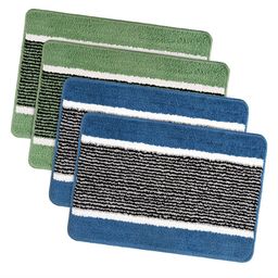 Kuber Industries Sky Blue & Green 4 Pieces Striped Anti-Skid Microfiber Door Mats-14