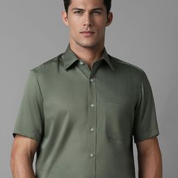 Louis Philippe Men Classic Spread Collar Solid Cotton Formal Shirt-image-21