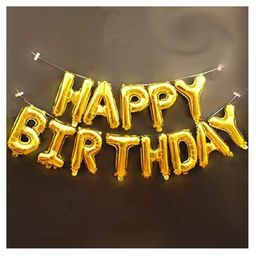 Skylofts Happy Birthday Foil Balloons- Gold-4