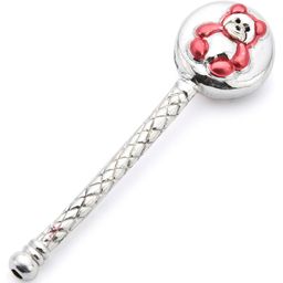 Black Silver BIS Hallmarked 999 Pure Silver Hollow Rattle - Red-13