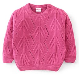Babyhug 100% Acrylic Knit Full Sleeves Sweater Cable Knit Design - Pink-picture-18