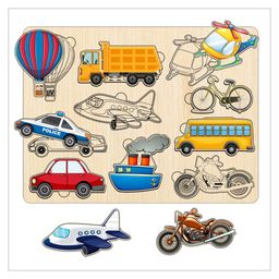 WISSEN Wooden Hide and See Transportation Puzzle-10 Pieces-6