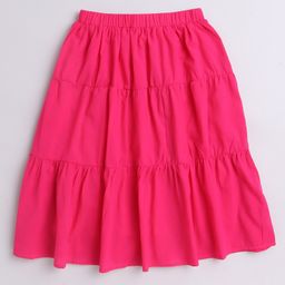 Aww Hunnie 100% Cotton Solid Tiered Skirt - Pink-image-72