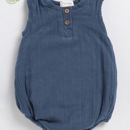 Cot & Candy Sleeveless Round Neck Solid Muslin Romper  -Navy-image-50