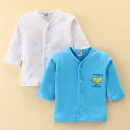 Ben Benny 100% Cotton Knit Full Sleeves Front Open Jablas with Text Print Pack of 2 - Blue & White-image-16