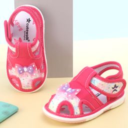 Cute Walk By Babyhug Sandals With Velcro Closure & Bow Applique - Fuchsia-image-44