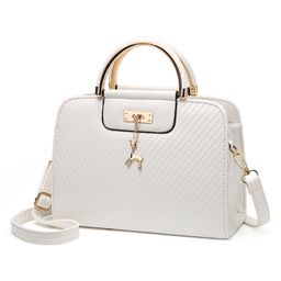 SYGA Women's Handbag Corrugated Fawn Pendant Cute Shoulder Bag Fashionable Style Crossbody Bag(White)-image-50