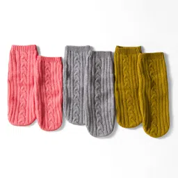 Cute Walk by Babyhug Woollen Nylon Viscose Anti Bacterial Ankle Length Socks Pack of 3 - Multicolor-picture-2