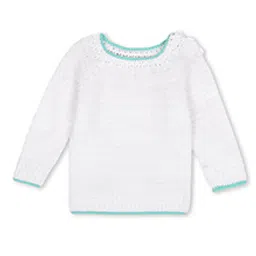 Windrop Solutions Full Sleeves Solid Crocheted Sweater - White-picture-29