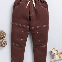 Little Ninja Denim Threadwork Embroidered Jeans - Brown-image-11