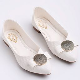 Shoetopia Abstract Designed Ballerinas - White-image-69