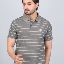 WILD ELEPHANT Men Striped Polo Collar T-shirt-image-62
