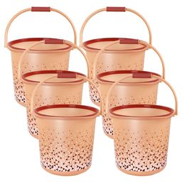 Aura Brown 6 piece Geometric Plastic Bath Accessories Set-37