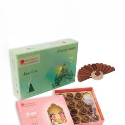 GaneshaSpeaks 65-Pcs Brown Natural Rose Dhoop Cup & Jasmine DhoopCone-1