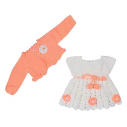 DRITI Girls Self Design Tie-Ups Detail Woolen Dress with Jacket-picture-23