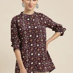 Shae by SASSAFRAS Women Purple Printed Casual Shirt-picture-10