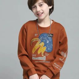 Monte Carlo Boys Printed Rust Round Neck Full Sleeve Sweatshirt-picture-36