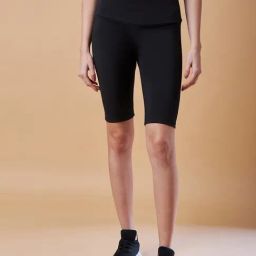 COLOR CAPITAL Black Slim Fit High Rise Cycling Shorts-image-42