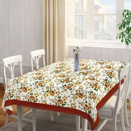 SHADES of LIFE Rust & White Printed Cotton 6-Seater Table Covers-18