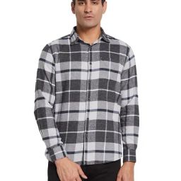 METTLE Grey Regular Fit Checks Shirt-picture-6