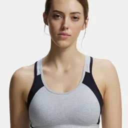 Jockey 1380 Women's Wirefree Padded Super Combed Cotton Racer Back Active Bra (Prints May Vary)-picture-17