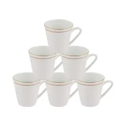 SONAKI White Bone China Coffee Mugs (130 ml) - Set of 6-13