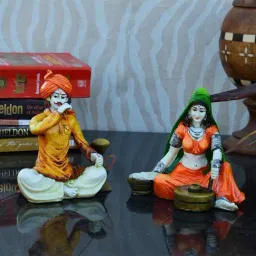 eCraftIndia Combo of Rajasthani Hookah Man and Lady Statue-image-83