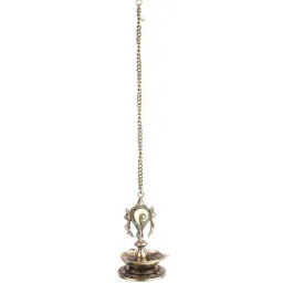 eCraftIndia Brass Hanging Shankh Oil Wick Diya - 17 Inch Chain-image-57