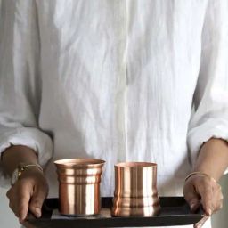 COPPRE Metallic Copper Antimicrobial Ripple Tumbler (300 ml) - Set of 2-image-3