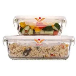 Femora Borosilicate Glass Rectangular Container with Air Vent Lid (400 ml & 620 ml) - Set of 2-11