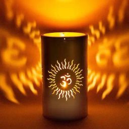 Home4U 'OM' Golden Aluminium 20 cm Large Votive Candle Holder - Set of 1-image-47