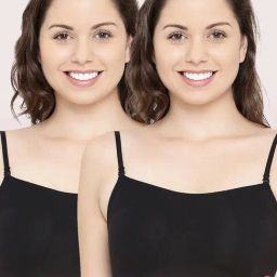 Enamor Black Non-Wired Non-Padded Cami Bra - Pack of 2-image-1