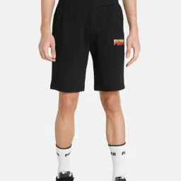 Puma Black Cotton Slim Fit Printed Shorts-35