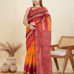 SHANVIKA Orange Pure Cotton Printed Saare-picture-19