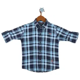 Monte Carlo Kids Blue Checks Full Sleeves Shirt-image-86