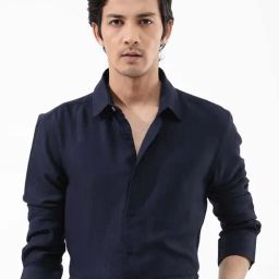 Rare Rabbit Navy Regular Fit Solid Shirt-image-50