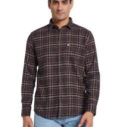 METTLE Brown Regular Fit Checked Shirt-image-96