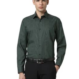 Van Heusen Green Cotton Regular Fit Checks Shirt-image-79
