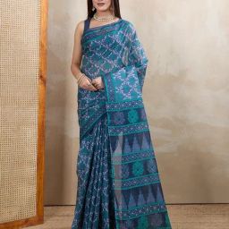 SHANVIKA Grey Pure Cotton Printed Saare-picture-34