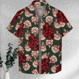 HELLCAT Boys Spread Collar Floral Printed Cotton Casual Shirt-picture-44