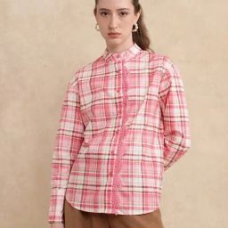 RAREISM Pink Cotton Checked Long Sleeves Shirt-17