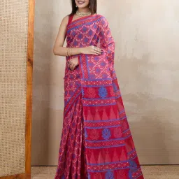 SHANVIKA Pink Pure Cotton Printed Saare-image-82