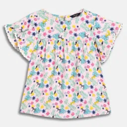 Allen Solly Girls Pink Regular Fit Printed Top-picture-24