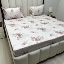 Pure Decor Royal Passion Pink Printed Cotton 300TC Queen Bedsheet Set2.28m x 2.54m-picture-6