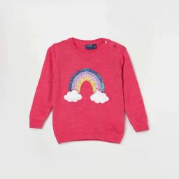 Juniors by Lifestyle Fuchsia Pink Embellished Full Sleeves Sweater-image-44