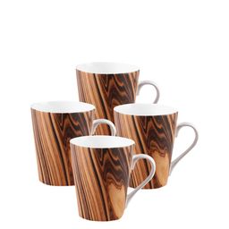 CLAY CRAFT Camel Brown & Coffee Brown 4-Pieces Printed Bone China Cups Set-14