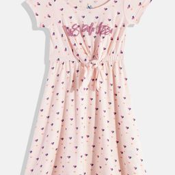 U.S. Polo Assn. Kids Girls Conversational Printed Pure Cotton Fit & Flare Dress with Bow-image-86