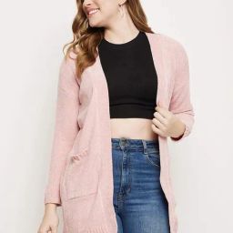 MADAME Pink Self Pattern Shrug-picture-13