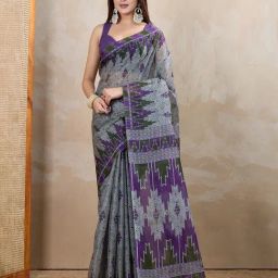 SHANVIKA Grey Pure Cotton Printed Saare-picture-32